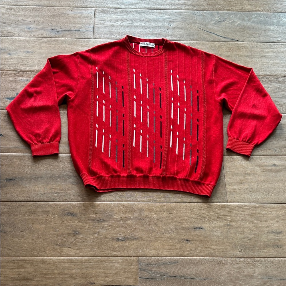 Red Sweater With Patterned Design - image 1